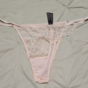 New Sheer Lace Thong in Pale Blush Victorias SECRET XXL nwt